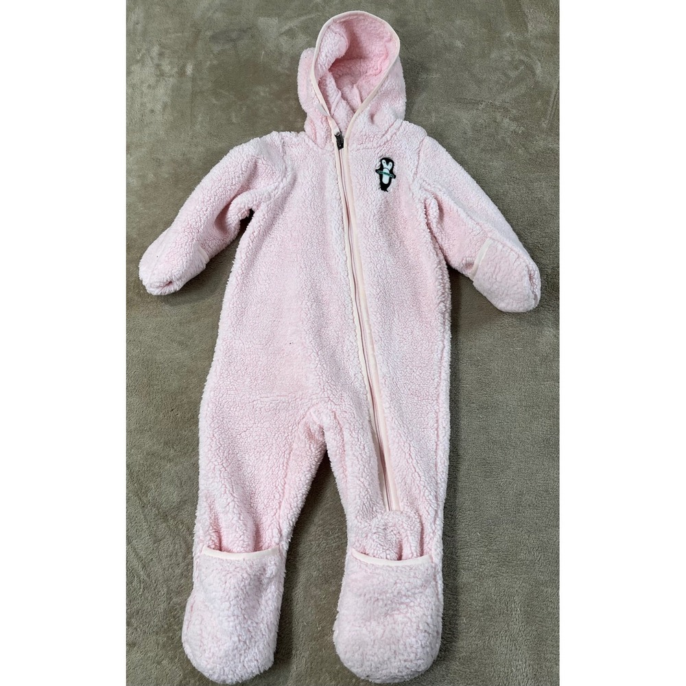The North Face Infant Groveled Sherpa Fleece 0ne-Piece 12-18M French Pink EUC